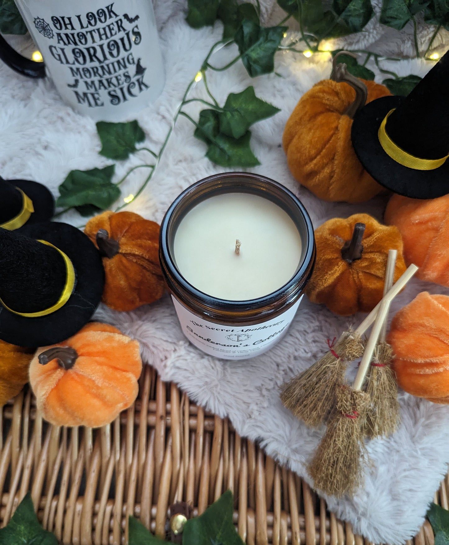 Sanderson's Cottage Luxury Scented Candle - 100% organic soy wax candle with premium essential oils in amber glass jar. Eco friendly.