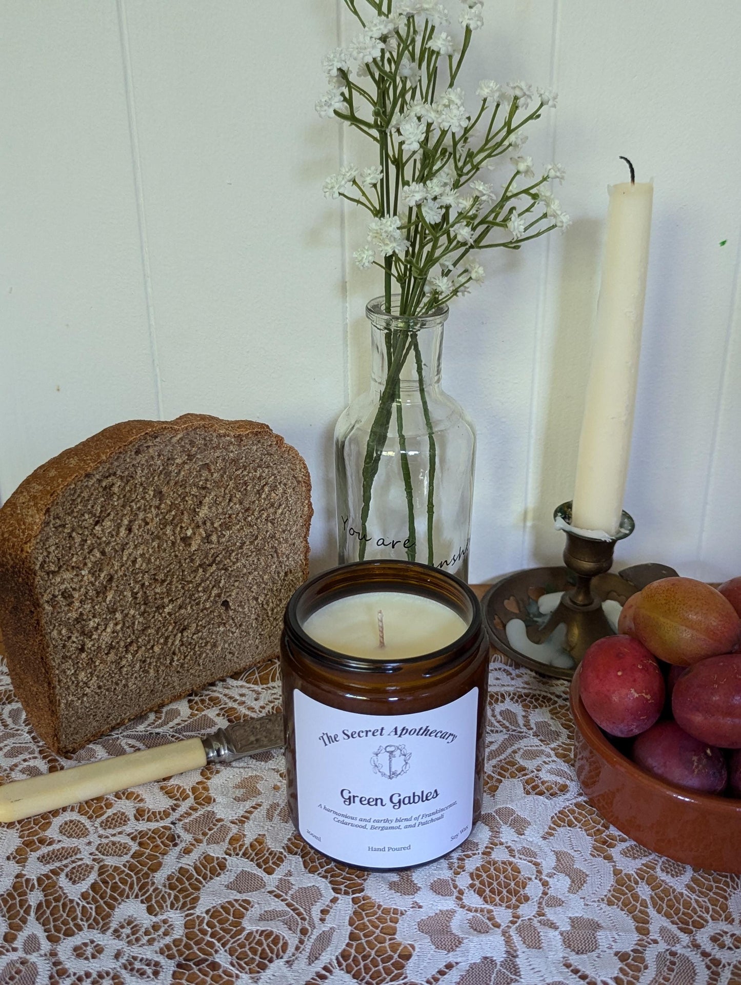 Green Gables Luxury Scented Candle - 100% Organic Soy Wax With Premium Essential Oils in Amber Glass Jar. Eco Friendly.