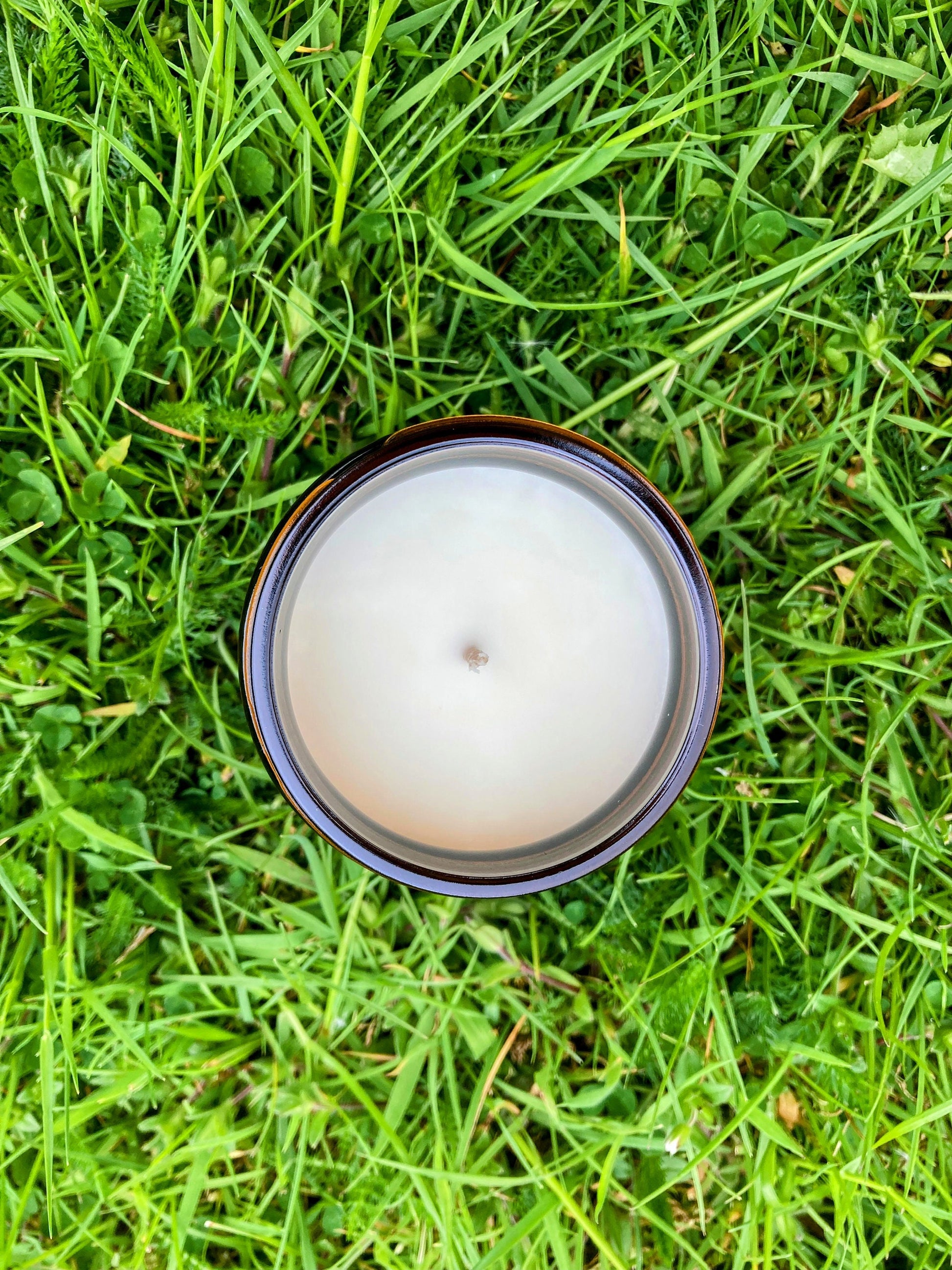 New Beginnings Luxury Scented Candle - 100 % organic soy wax candle with premium essential oils in amber glass jar. Eco friendly.