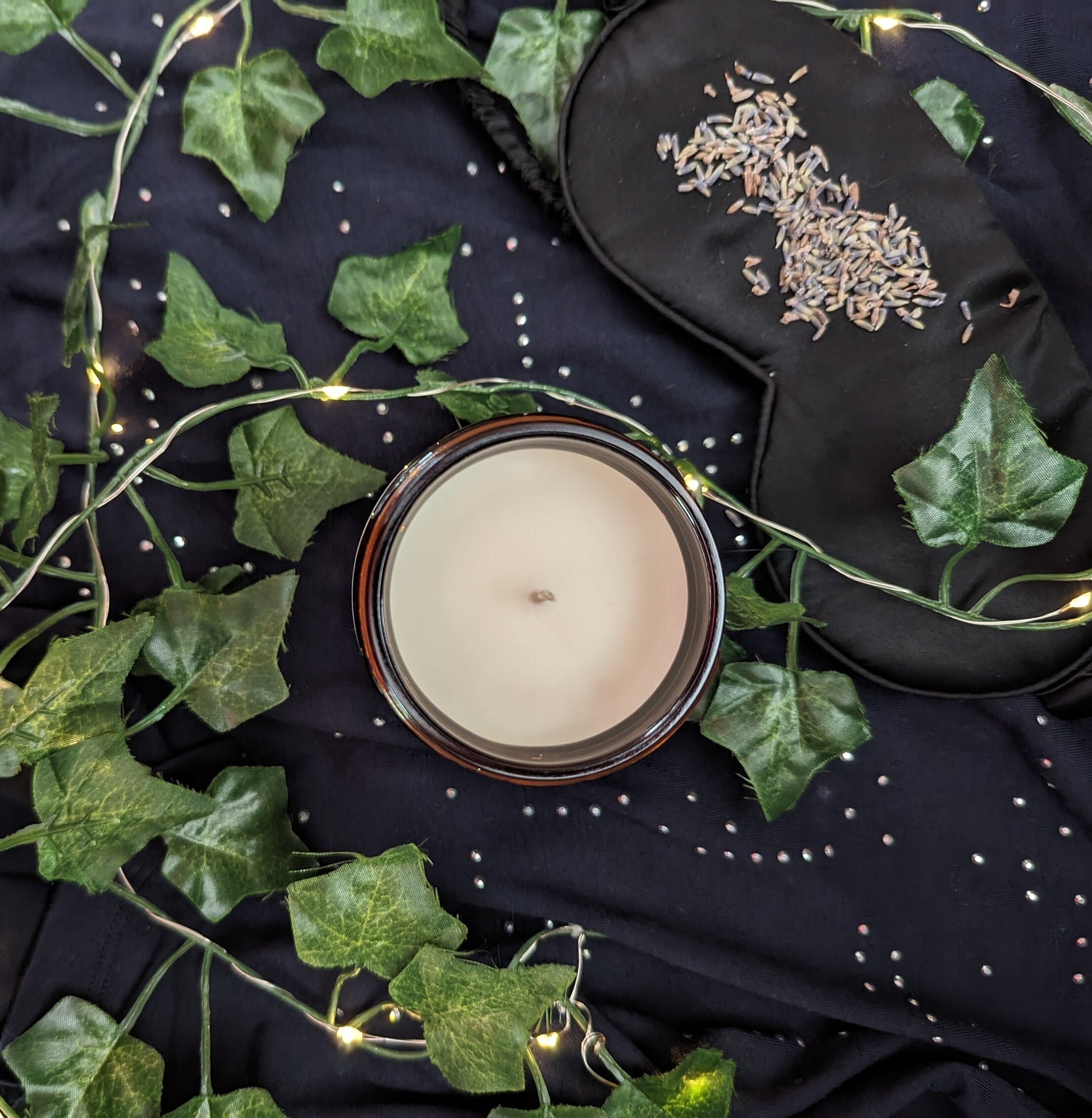 Sweet Dreams Luxury Scented Candle - 100% organic soy wax candle with premium essential oils in amber glass jar. Eco friendly.