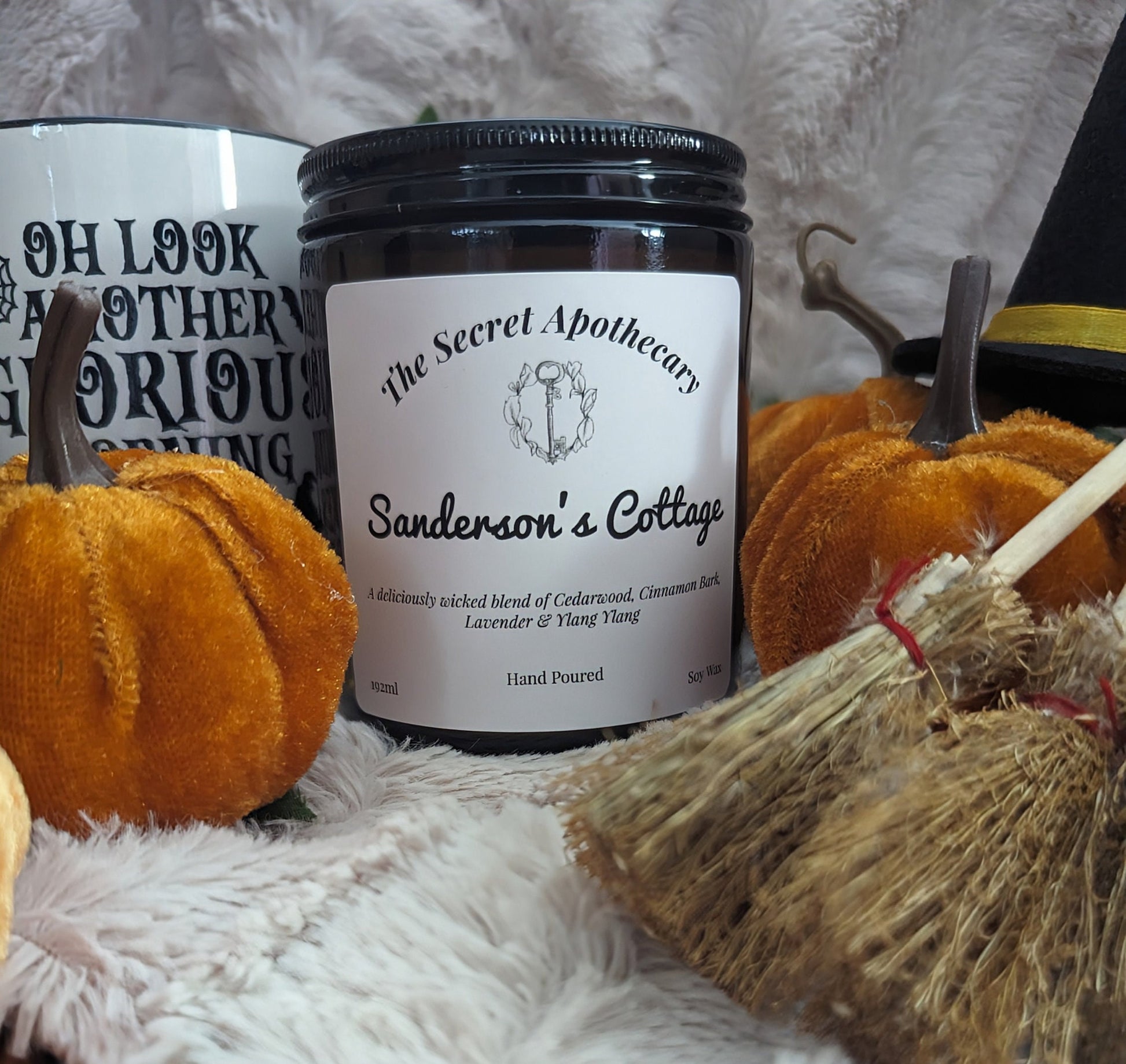 Sanderson's Cottage Luxury Scented Candle - 100% organic soy wax candle with premium essential oils in amber glass jar. Eco friendly.