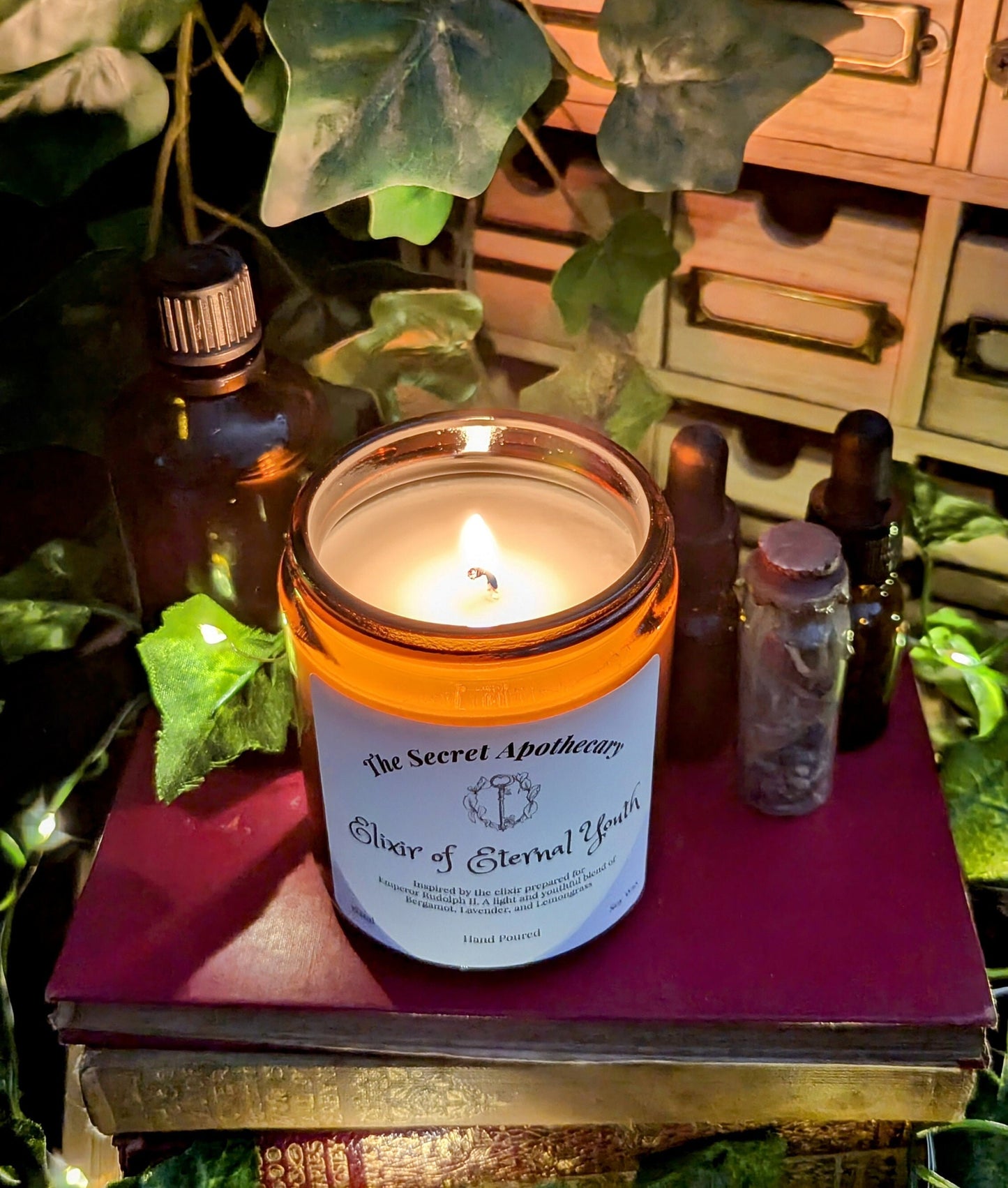 Elixir of Youth Candle: Bergamot, Lavender, Lemongrass Scented Soy Candle