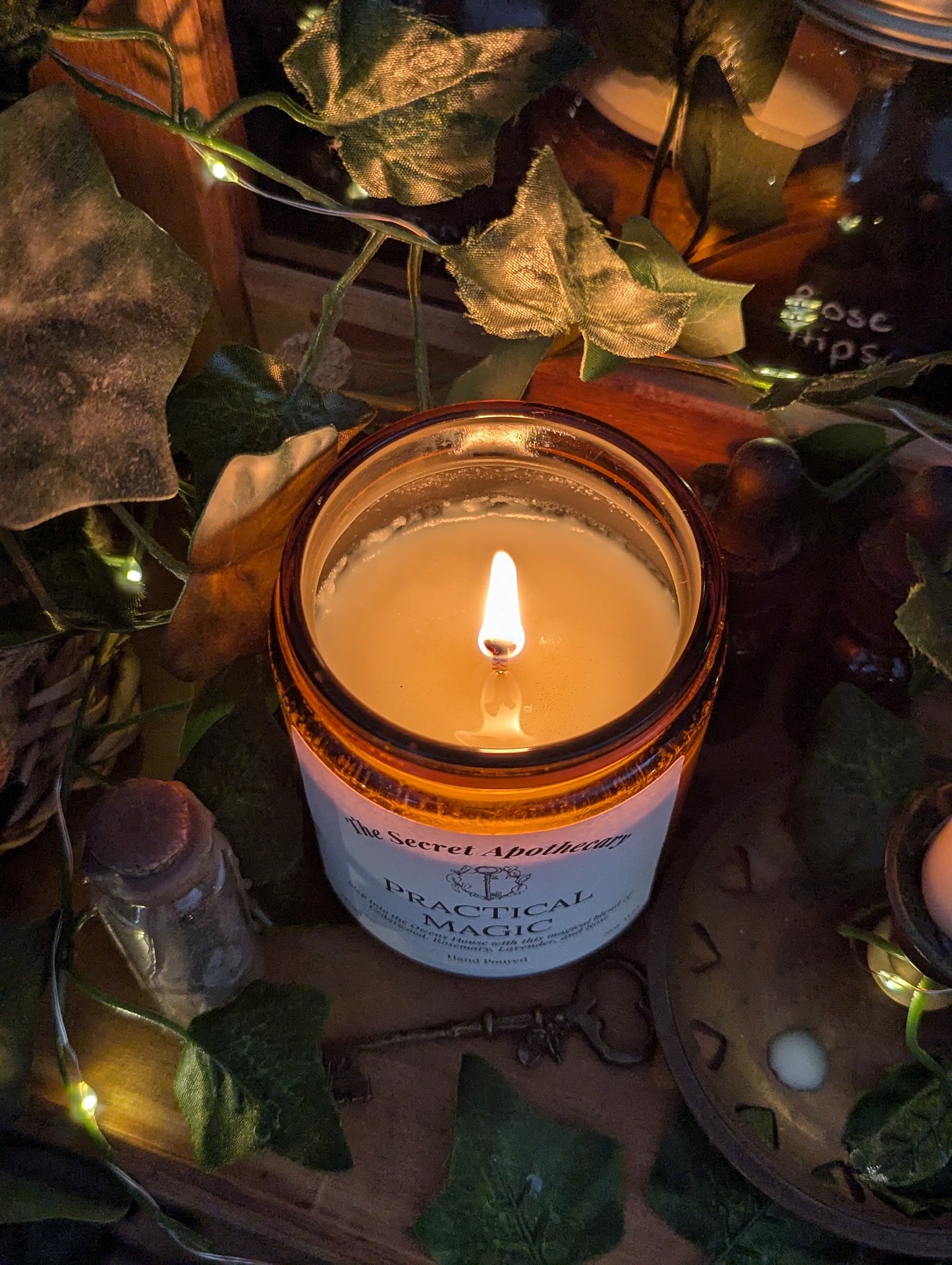 A Practical Magic Scented Candle Cedarwood, Rose Geranium, Rosemary & Lavender Soy Wax