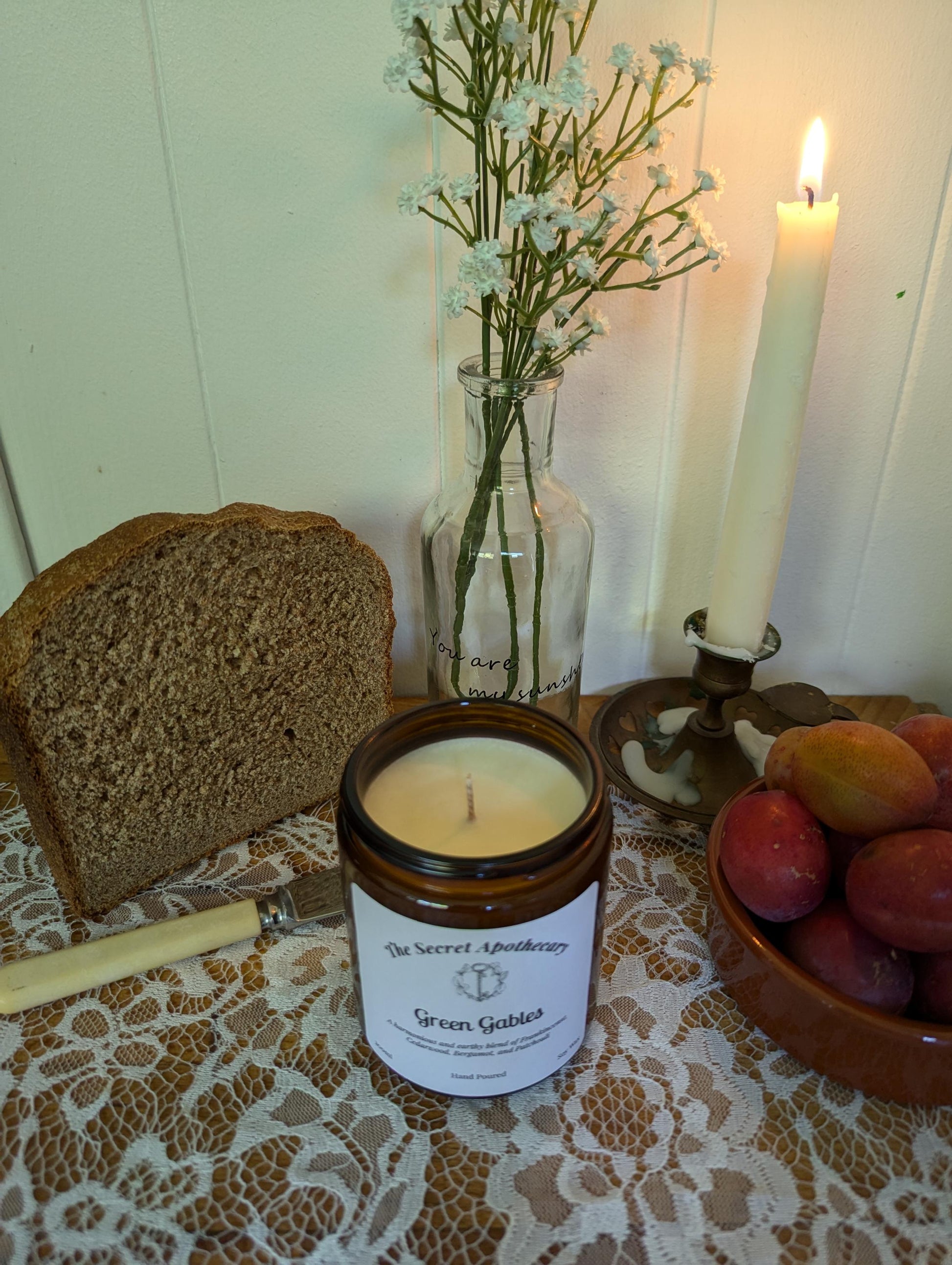 Green Gables Luxury Scented Candle - 100% Organic Soy Wax With Premium Essential Oils in Amber Glass Jar. Eco Friendly.