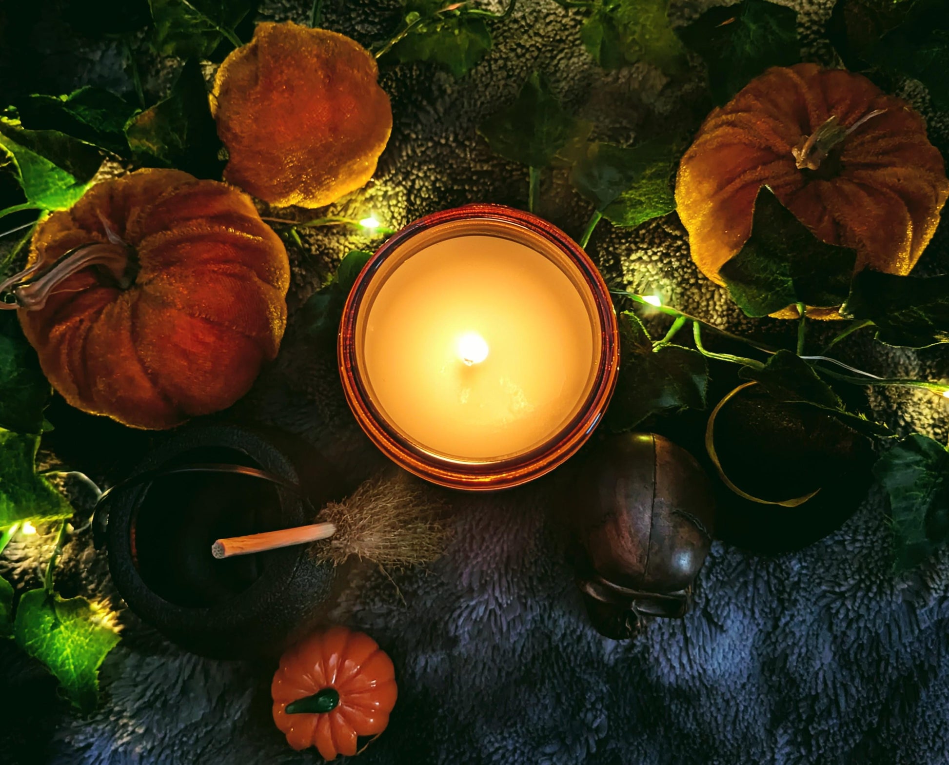 Trick or Treat Luxury Scented Candle - 100% Organic Soy Wax with Premium Essential Oils in Amber Glass Jar. Eco Friendly.