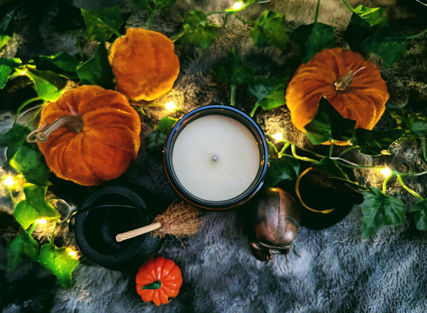 Trick or Treat Luxury Scented Candle - 100% Organic Soy Wax with Premium Essential Oils in Amber Glass Jar. Eco Friendly.
