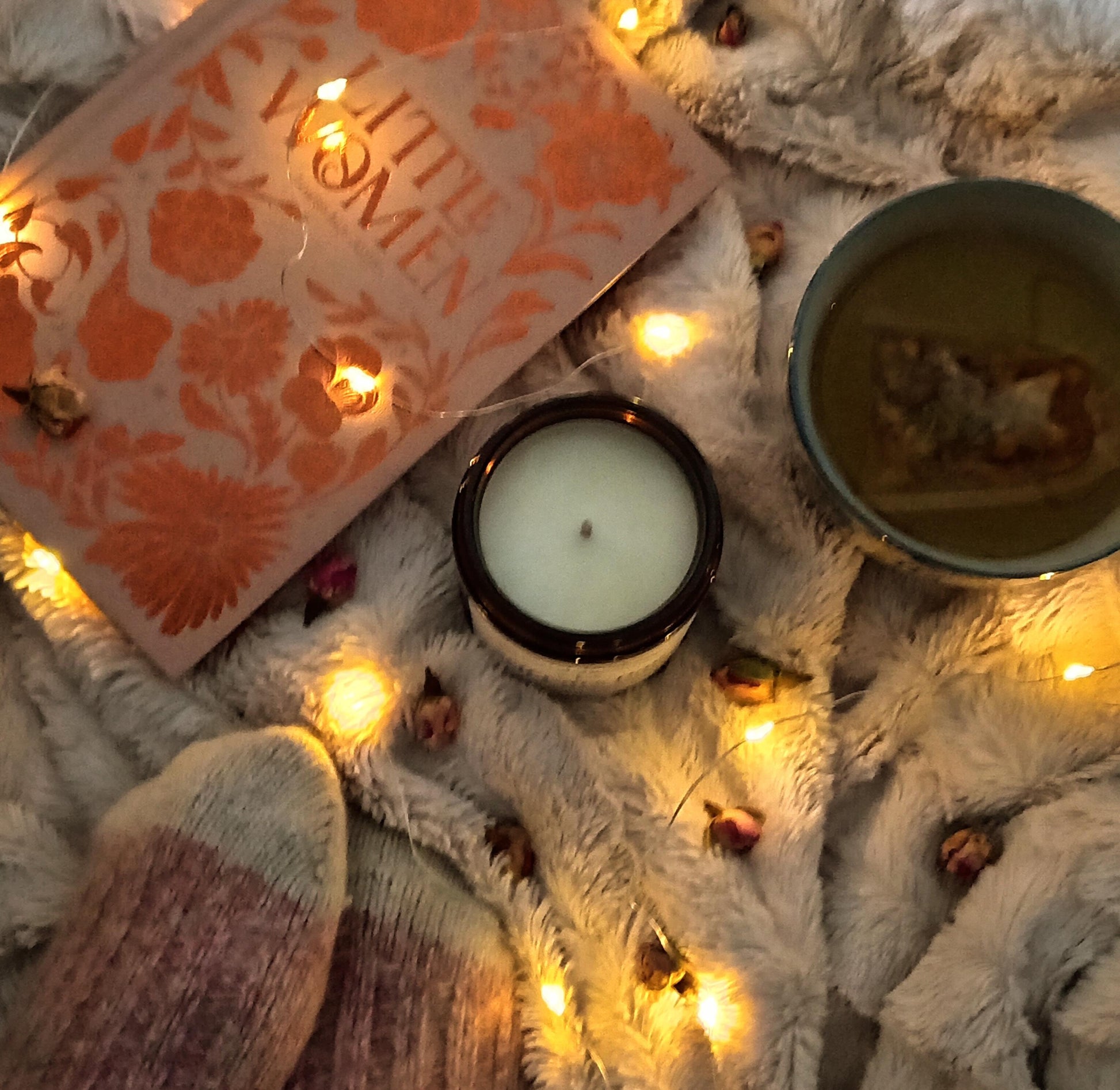 Self Care Day Luxury Scented Candle - 100% organic soy wax candle with premium essential oils in amber glass jar. Eco friendly.