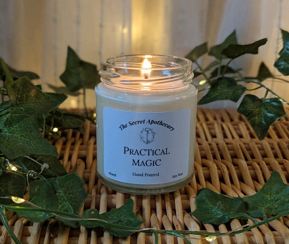 A Practical Magic Scented Candle Cedarwood, Rose Geranium, Rosemary & Lavender Soy Wax