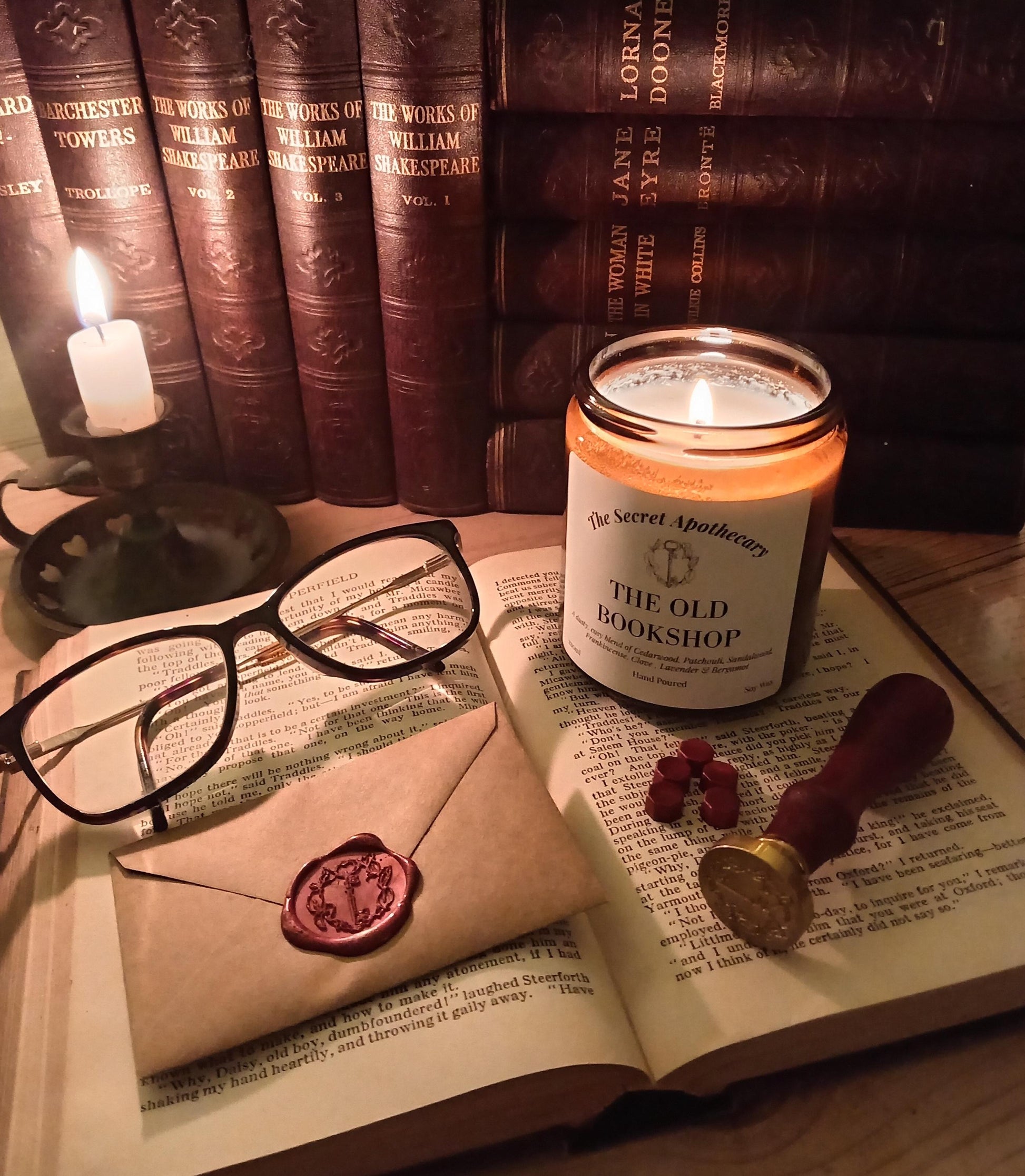 The Old Bookshop Scented Candle Soy Wax and Essential Oils