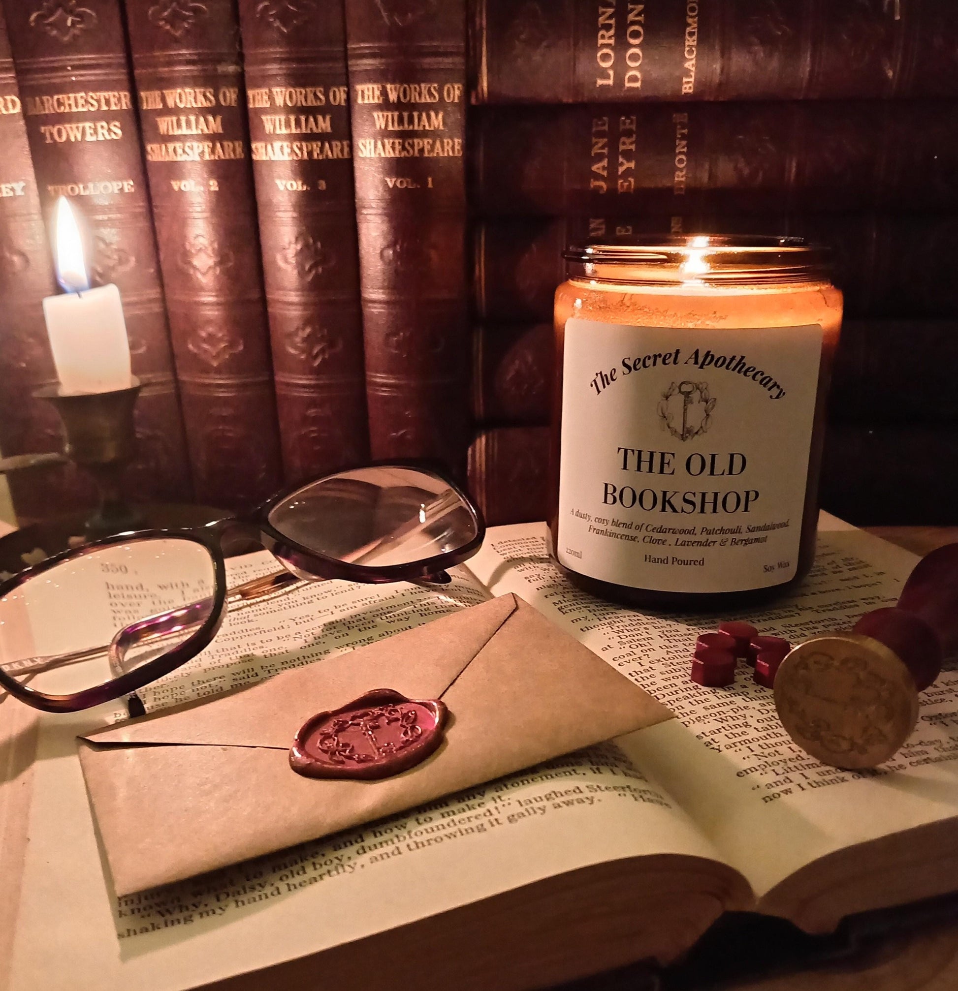 The Old Bookshop Scented Candle Soy Wax and Essential Oils