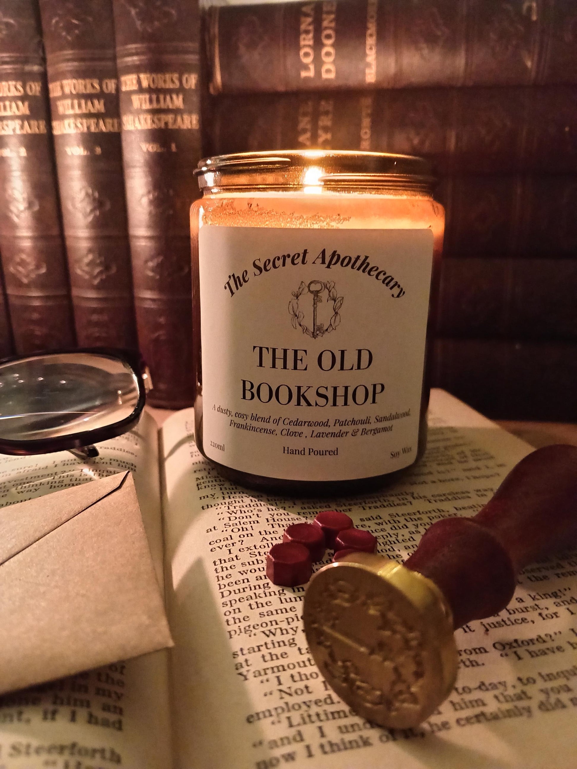 The Old Bookshop Scented Candle Soy Wax and Essential Oils