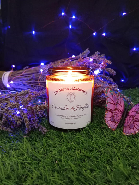 Lavender and Fireflies Scented Candle Soy Wax and Essential Oils
