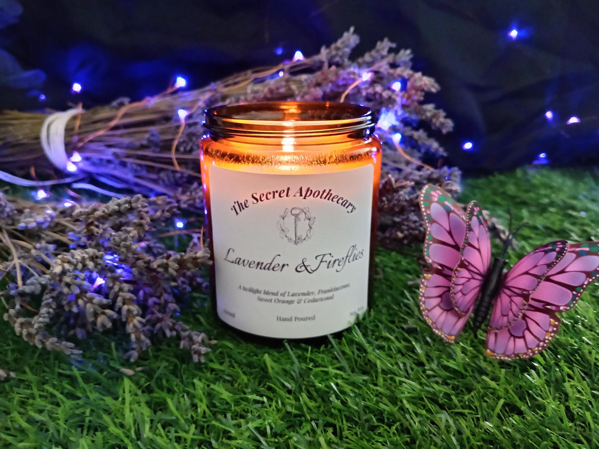 Lavender and Fireflies Scented Candle Soy Wax and Essential Oils