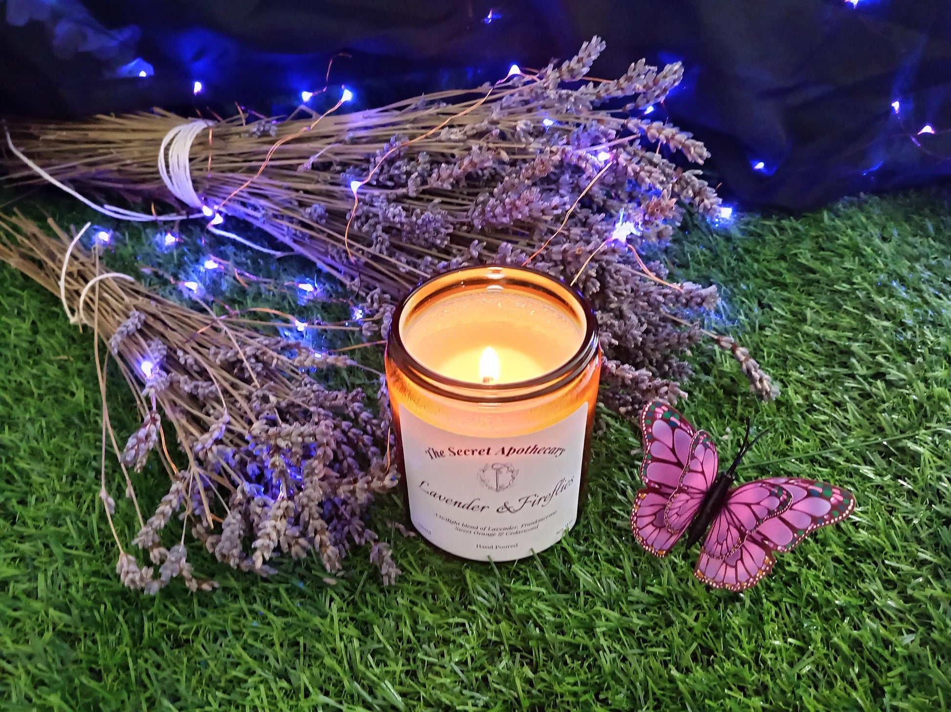 Lavender and Fireflies Scented Candle Soy Wax and Essential Oils