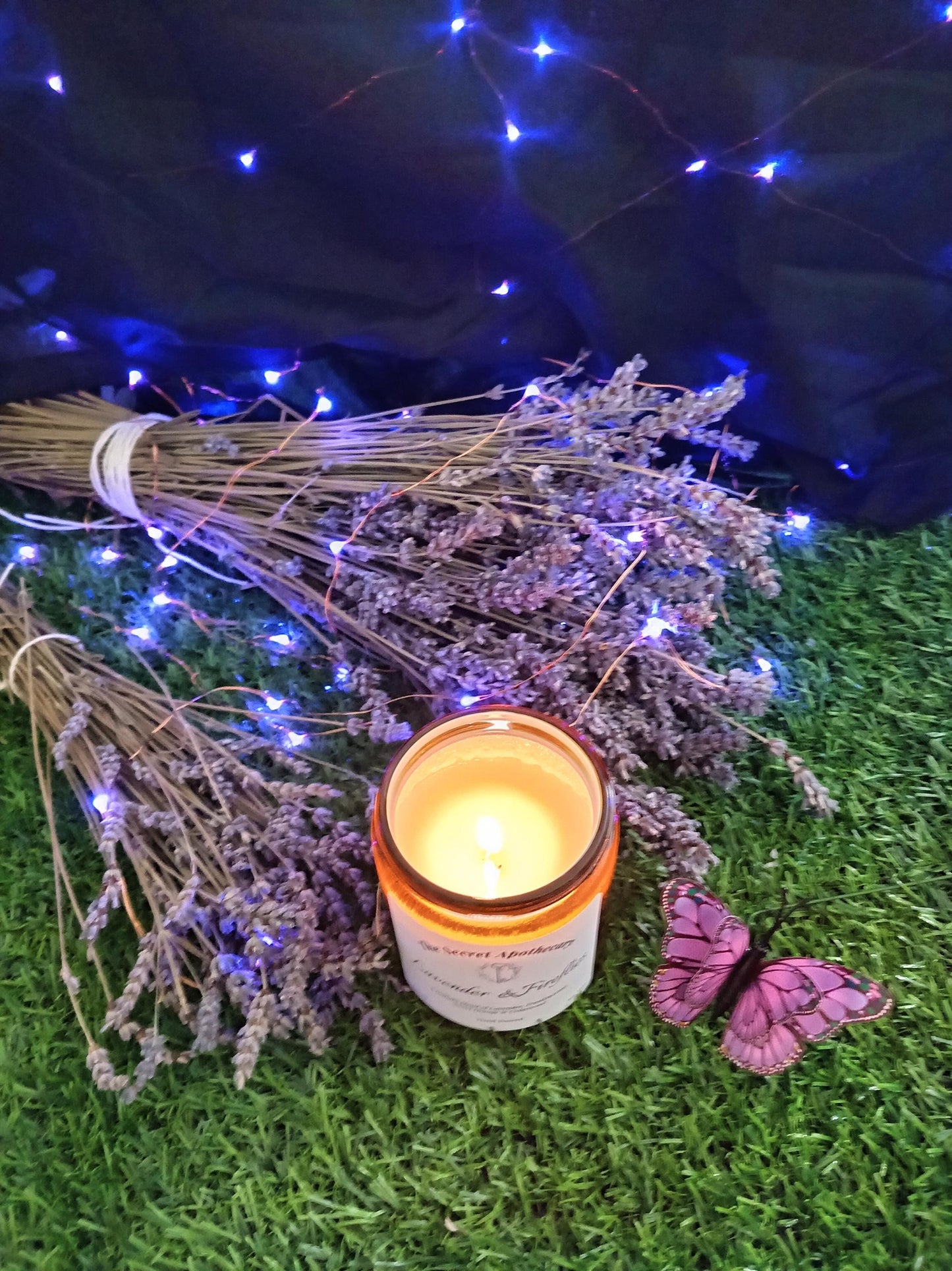 Lavender and Fireflies Scented Candle Soy Wax and Essential Oils